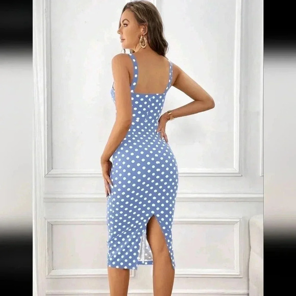 . Dresses & Skirts - COPY - Women Summer Polka Dot Printed Mermaid Hem Bodycon Spaghetti Strap E